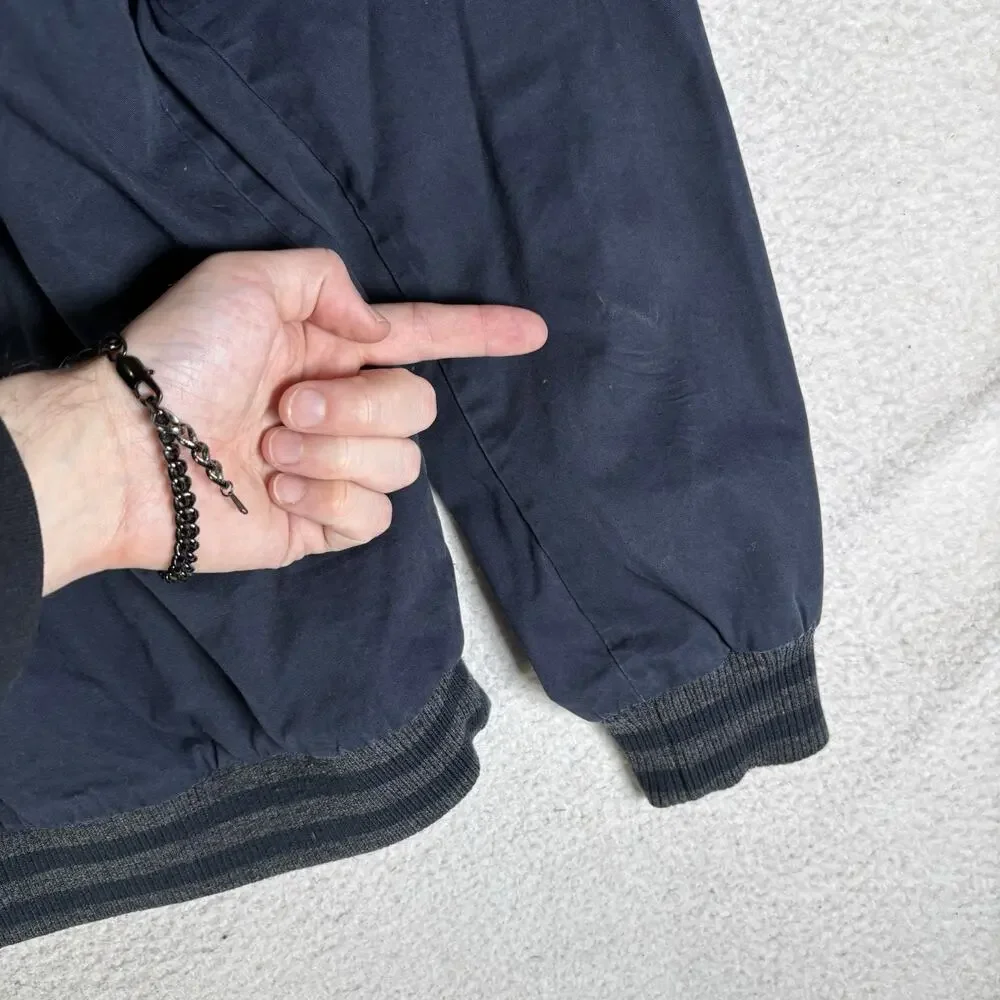 Vintage Old Navy Bomber Jacket Mens Small Blue Varsity Mesh Lined Band Collar